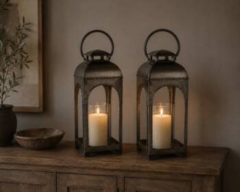 Fabric metal lanterne med glascylinder