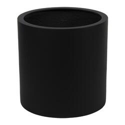 Stor rund sort eller grå cylinder krukke i fiberstone / Ø.50cm + Ø.60cm