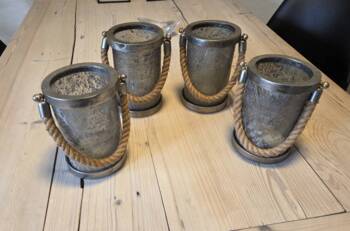 PTMD Collection Lysestager i silverglass og rå alu - 4stk