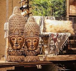 Store Buddha masker/statuer i træ - bord & væg