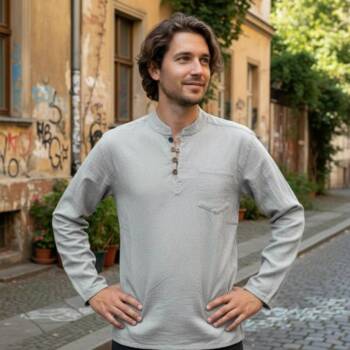 Herreskjorte Med kinakrave / Grå Goa Bondeskjorte