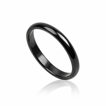 3mm sort fingerring i rustfri stål / Mænd