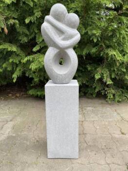 Soulmate havefigur med sokkel - 97cm - Grå Terrazzo