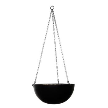 Stor ampel / hængekrukke i sort polystone - ø.46cm