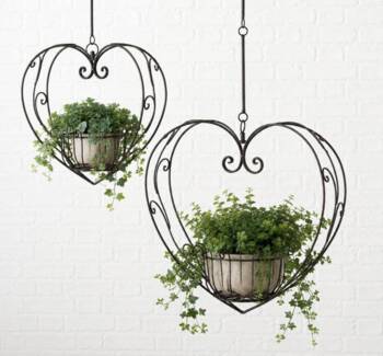 2 stk store hjerte potteholdere i jern / til loft