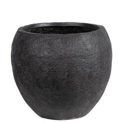 Pamir - Stor rustik rund sort krukke i Fiberstone - Ø.48 + Ø.69cm