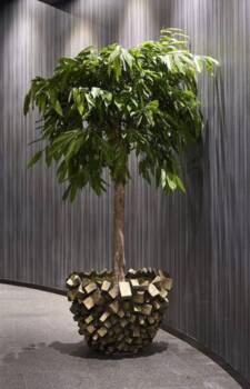Mattone Pot med antik gold cubes - Ø.75cm