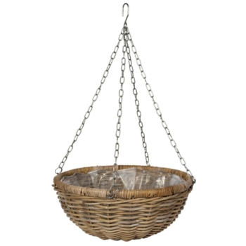 Store ampler / hængepotter i rattan med kæder - 4 størrelser