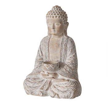 30cm sand antique Buddha figur med lysholder