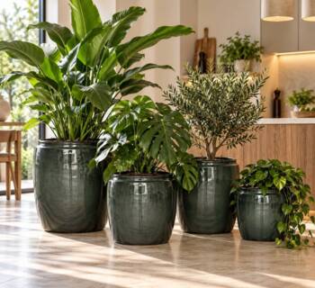 Krukker / Potter i recycled metal - 3 farver - 4 størrelser