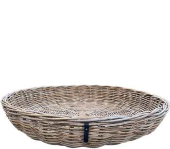 Stor dekorationsfad / rattanbakke i flettet rattan - Ø.85 / Ø.110cm