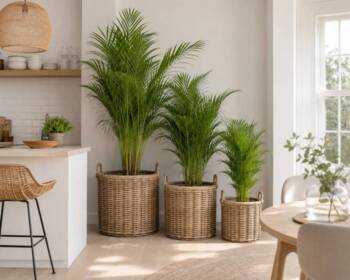Krukker i rattan med plastindsats og twisted kant Ø.55cm / SÆT