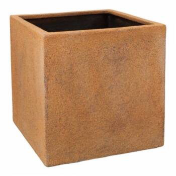 Kubiske krukker i glasfiber med rust look - Sandstone