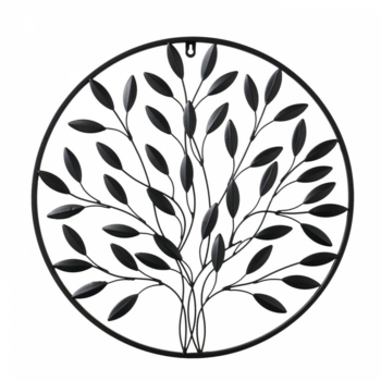 Blomster relief i sort metal - Ø.50cm