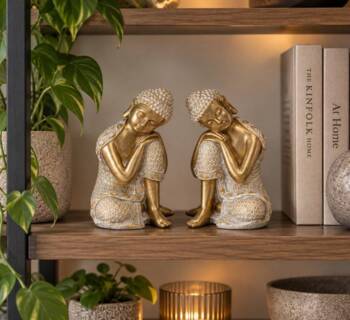 Dilara Buddha figurer gold/sand - SÆT