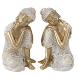 Dilara Buddha figurer gold/sand - SÆT