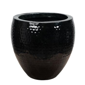 Potteskjuler / Plantepotte i banket sort metal - Ø.30cm