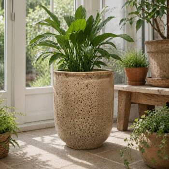 Nougat - Glaseret plantekrukke i keramik - H.45cm / H.56cm