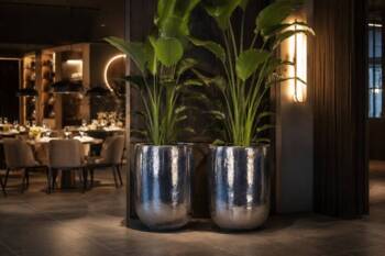 Indendørs / udendørs glaseret krukke i metallic grey