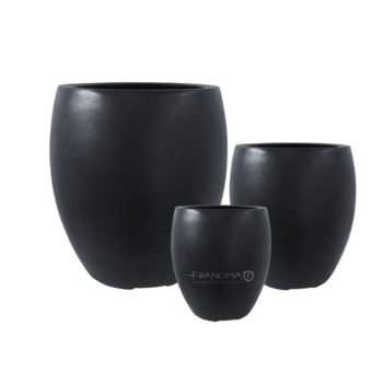 Stor rund udendørs frostsikker krukke med let nistret look - SÆT - 5 års garanti