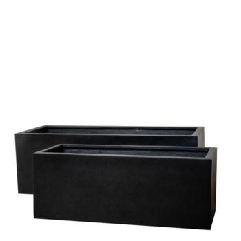 Aflang lav matsort plantekasse med let Terrazzo look / 5 års garanti - SÆT