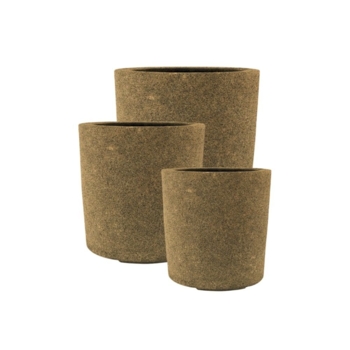 Rund plantekrukke i  brun sandsten look - Sæt - 5 års garanti
