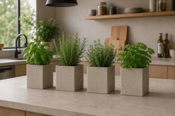 H.19x15x15cm Plantepotter I Sandtruktur - Sort + Grå + Sand