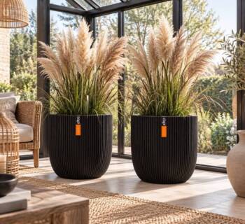 Plantekrukke groove black med ribber - Ø.35cm + Ø.43cm + Ø.54