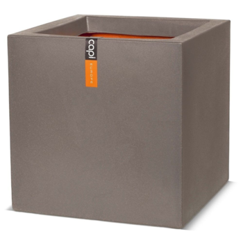 Firkantet kubisk plantekrukke i varm taupe - 40x40cm / 50x50cm
