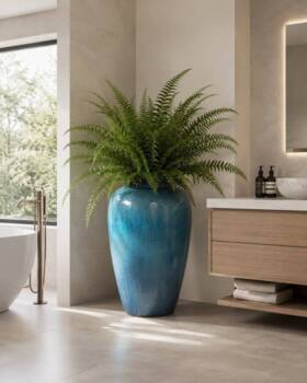Høj Amfora Plantekrukke med  blue jade glasering - H.78cm