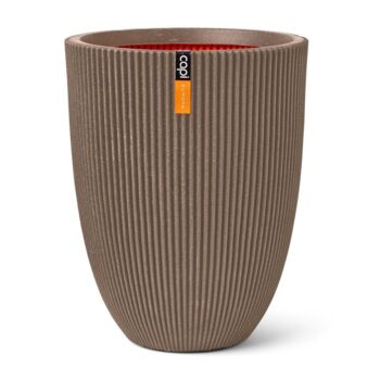 Taupe Vase / Krukke elegant groove med horisontale striber/ribber