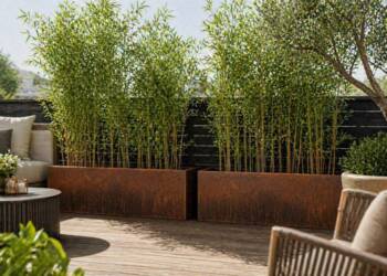 Cortenstål plantekasser med hjul / 80cm eller 100cm