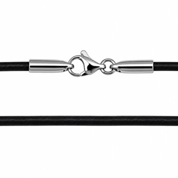 2 mm Læderhalskæder - sort/brun m/k