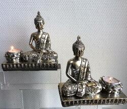 Sølv Buddha med lysestage