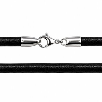 4 mm Læderhalskæder - sort/brun m/k