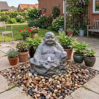 Buddha Vandfontæne til haven / Polystone glasfiber