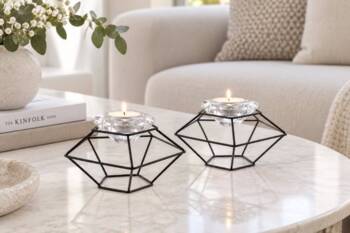 Fyrfadsstage Cubic metal/glas