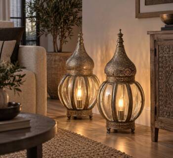 Orientalsk bordlampe med glas - Afhentning