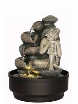 Lille vandspil med Buddha figur og LED lys