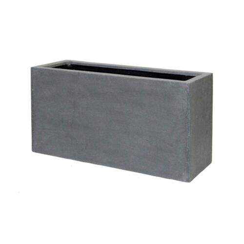 Aflang grå plantekumme / plantekasse i fiberstone / 100cm