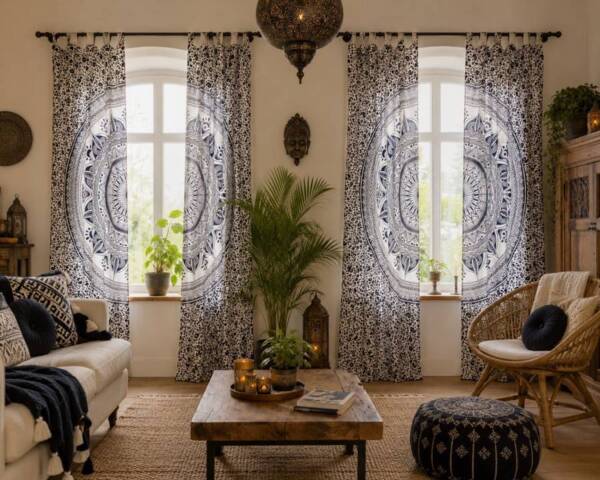 Mandala gardiner med print - 2 modeller