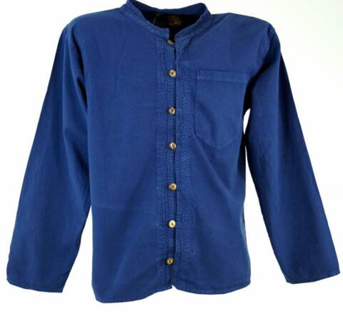 Skjorte med lav krave til mænd / Sort - Bordeaux - Blå - Lime Bondeskjorte