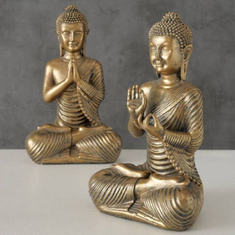 Buddha figurer i guld resin - 20cm / Sæt