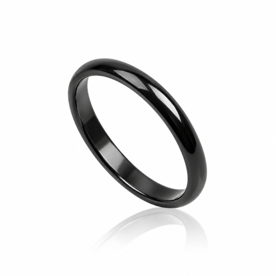 3mm sort fingerring i rustfri stål / Mænd