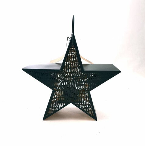 Stjerne lysestage i sort metal med hank