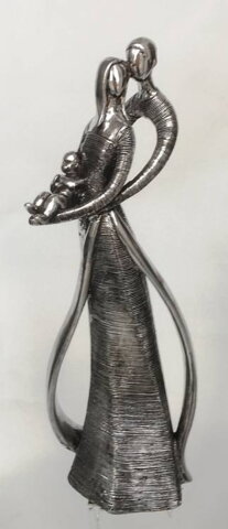 Mor - Far og Barn figur / skulptur i antik sølv / 30cm
