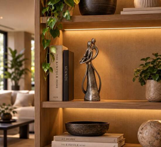 Mor - Far og Barn figur / skulptur i antik sølv / 30cm