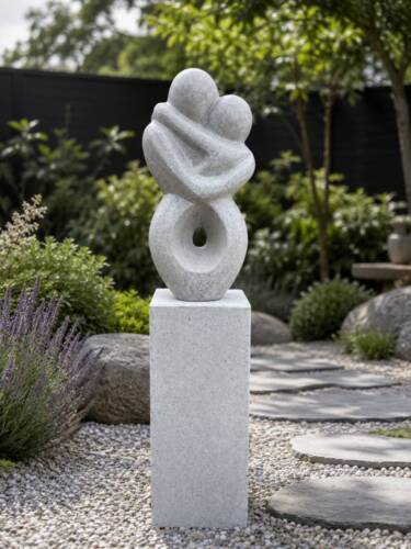 Soulmate havefigur med sokkel - 97cm - Grå Terrazzo