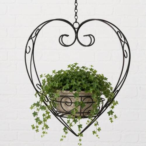 Hjerte i jern til blomsterpotter m/kæde / potteholder