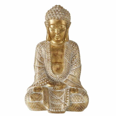 Buddha figur i guld med hvide toner - 40cm